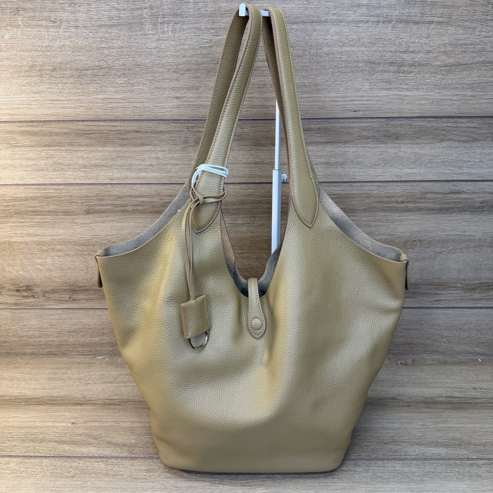 NWT Viola Castellani Tan Leather Hobo Bag Made in Italy Convertible Shopper Tote